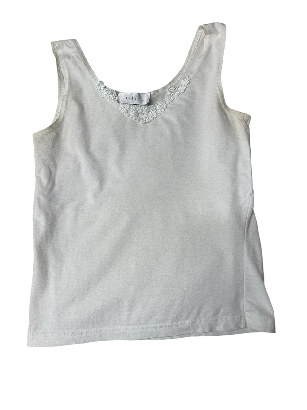 Vintage J.Jill Embroidered Floral Tank Top White Size Medium VGUC Unique Piece